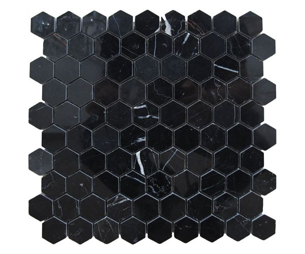 1¼'' Collection Nero Marquina Hexagone Poli