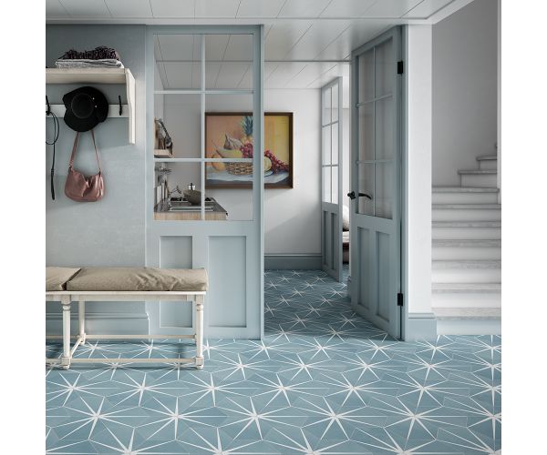 10X12 Starline Hexagon Blue Nat.