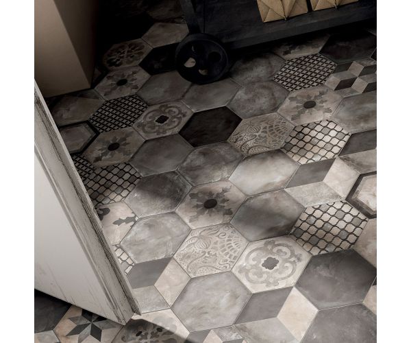 8.5''x10'' Terra Esagono Decoro Giglio F