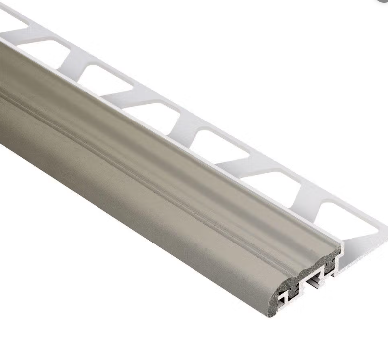 Schluter TREP-S Stair-Nosing Profile with Insert - Aluminum and PVC Plastic 1-1/32" x 8' 2-1/2" x 1/2" (12.5 mm)
