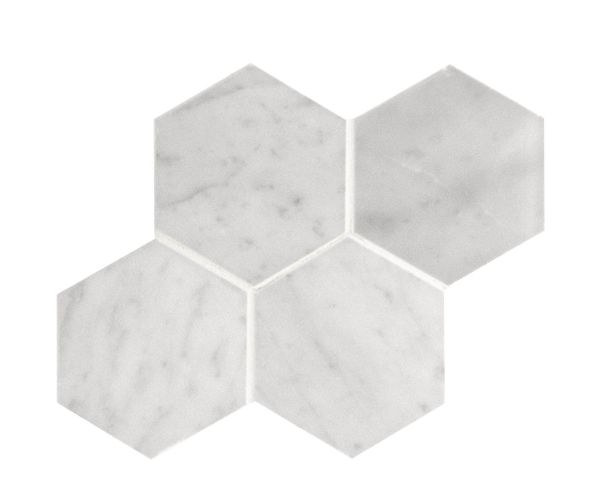 2 7/8'' Hexagone Bianco Carrara Poli