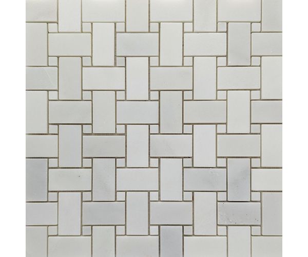 Classic White Basketweave Mosaique Adouci