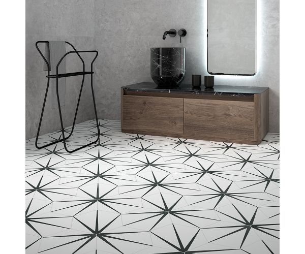 10X12 Starline Hexagon White Nat.