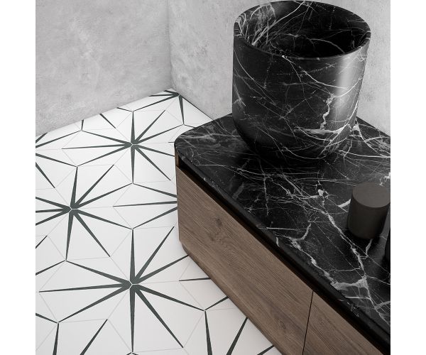 10X12 Starline Hexagon White Nat.