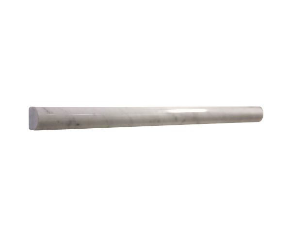 ¾''x12'' Collection Bianco Carrara Pencil Moulure Poli