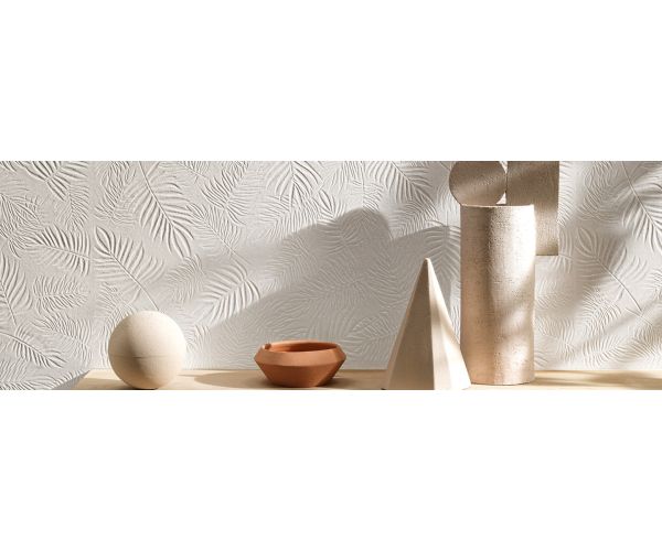 16X32 3D Wall Carve Leaf White Matt