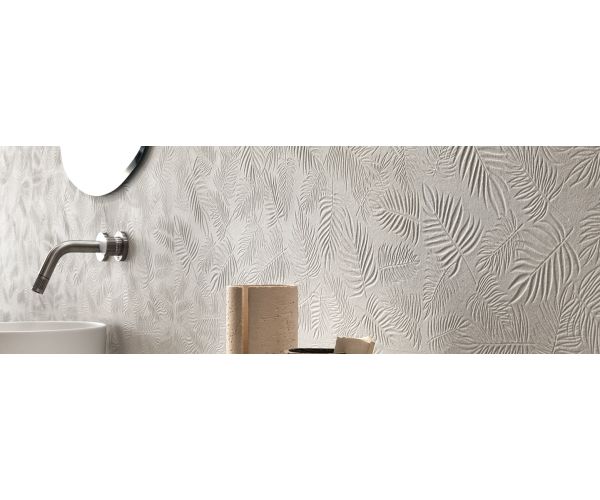 16X32 3D Wall Carve Leaf White Matt