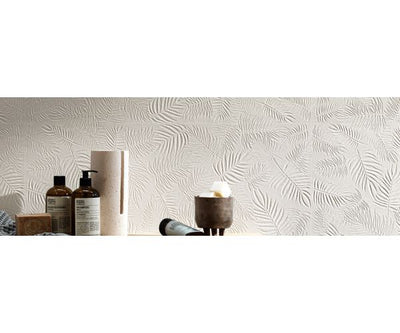 16X32 3D Wall Carve Leaf White Matt
