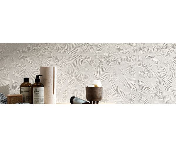 16X32 3D Wall Carve Leaf White Matt