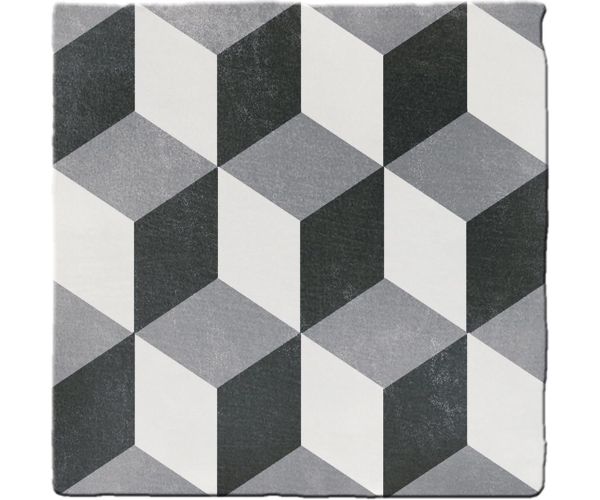 6''x6'' Cementum 15 Decoro Black & White Nat.